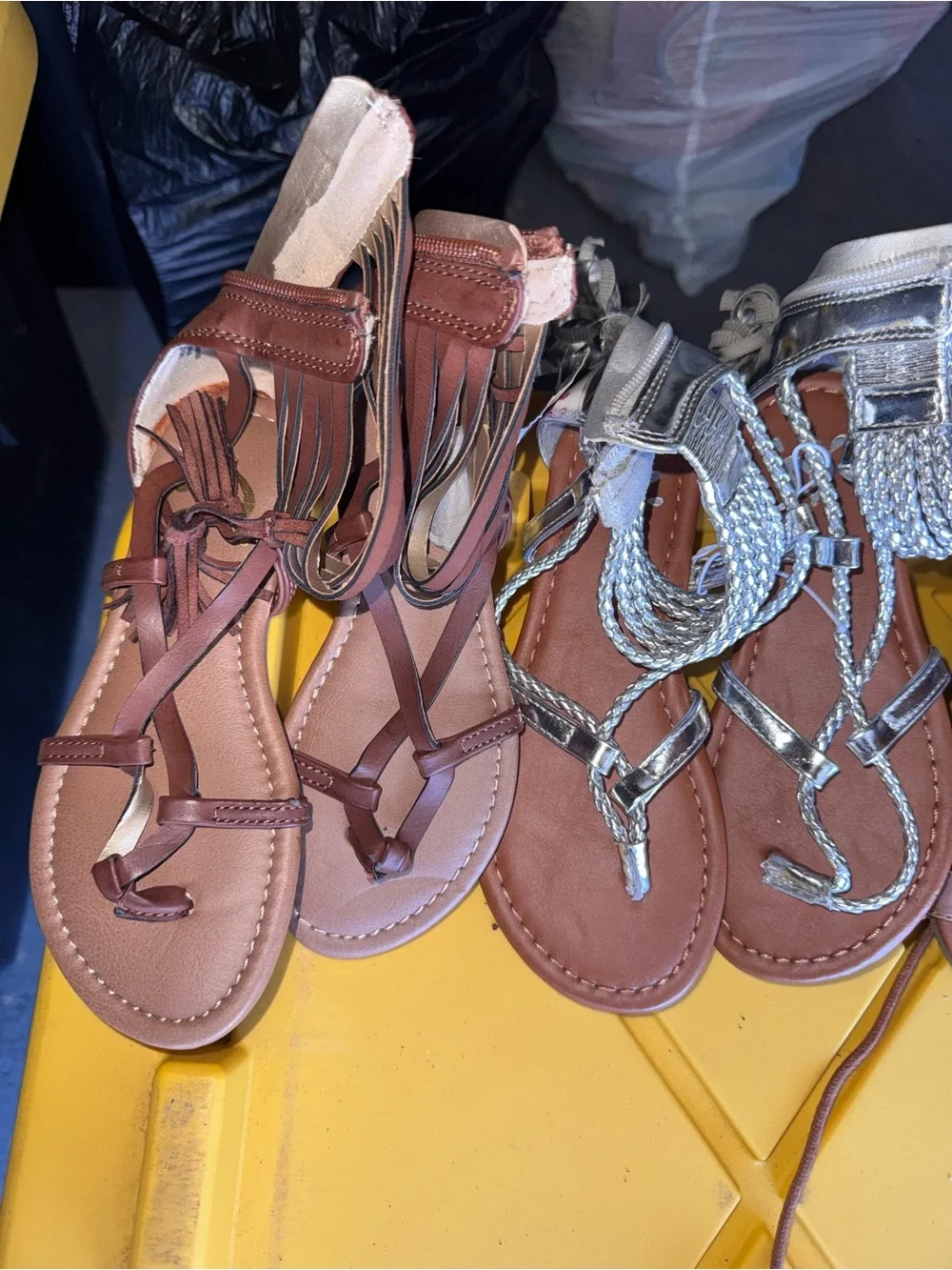 Justice Girls Brown and Silver Gladiator Sandals